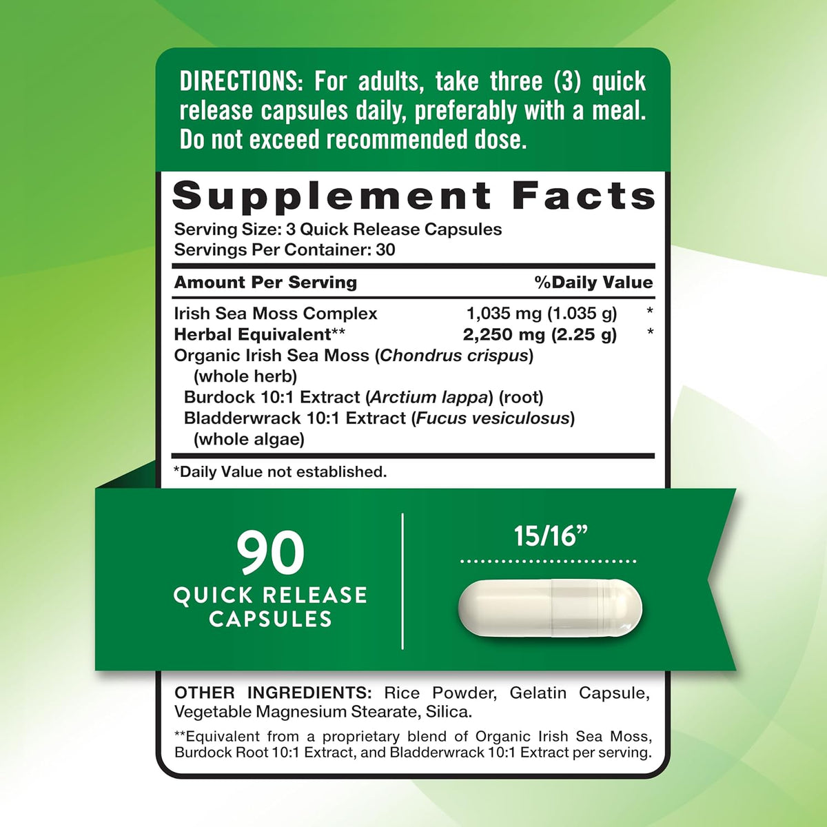 Nature's Truth Irish Sea Moss Capsules | 90 Count | Complex Formula with Bladderwrack & Burdock Root - görsel 2