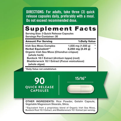 Nature's Truth Irish Sea Moss Capsules | 90 Count | Complex Formula with Bladderwrack & Burdock Root
