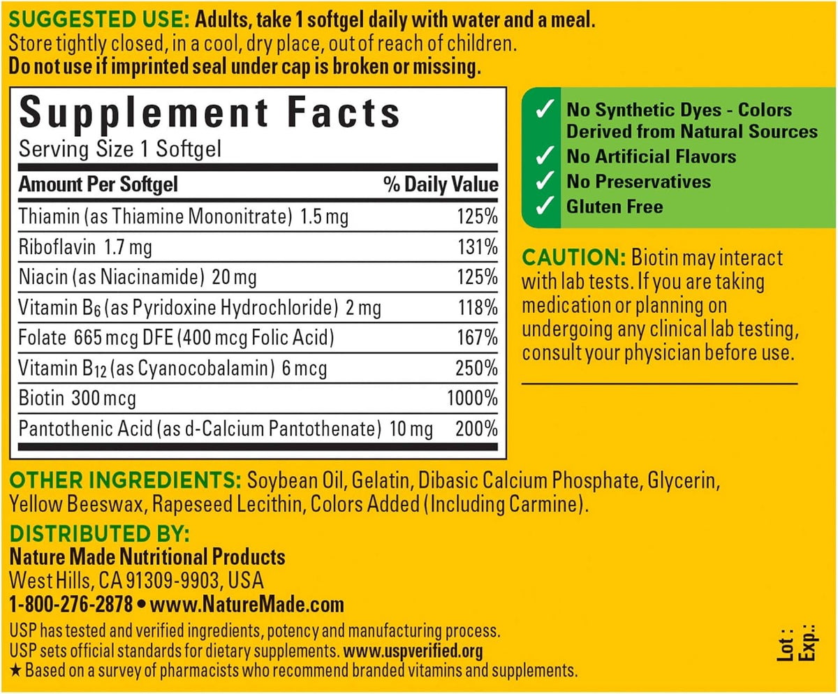 Nature Made Super B Energy Complex, 60 Softgels - görsel 2