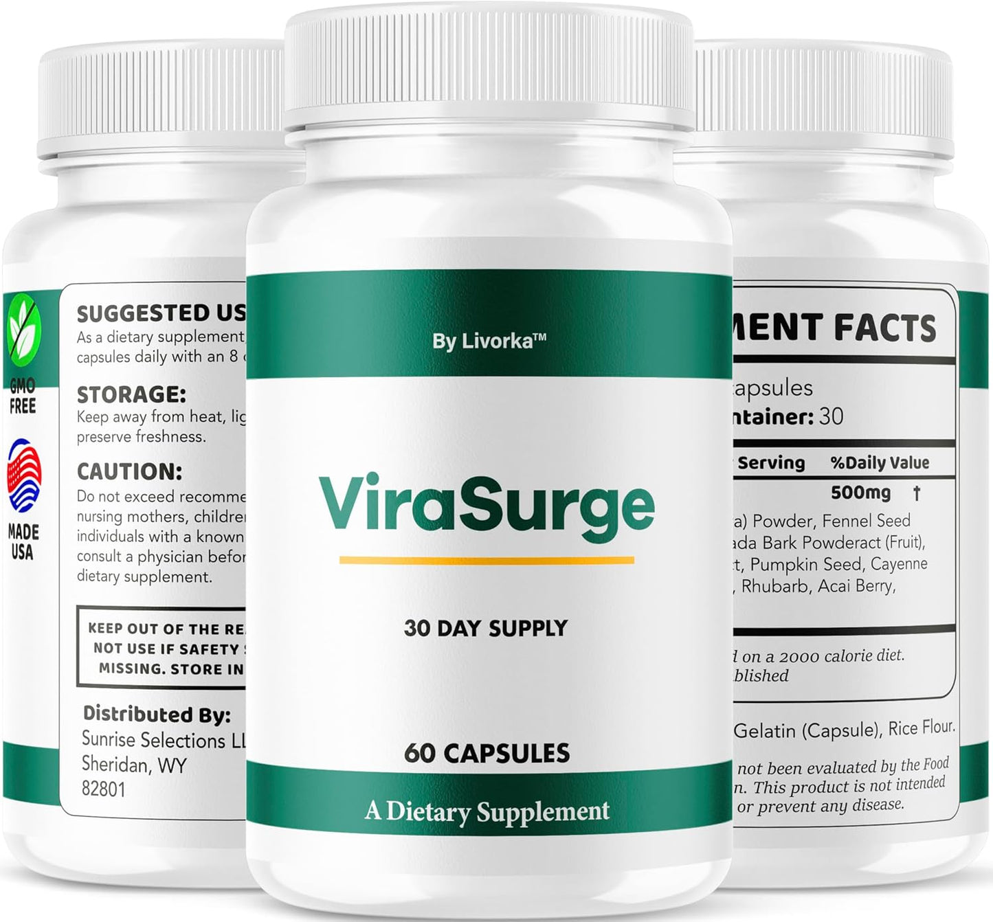 (2 Pack) ViraSurge Pills for Men – All Natural Premium Food Supplement, 120 Capsules - görsel 8