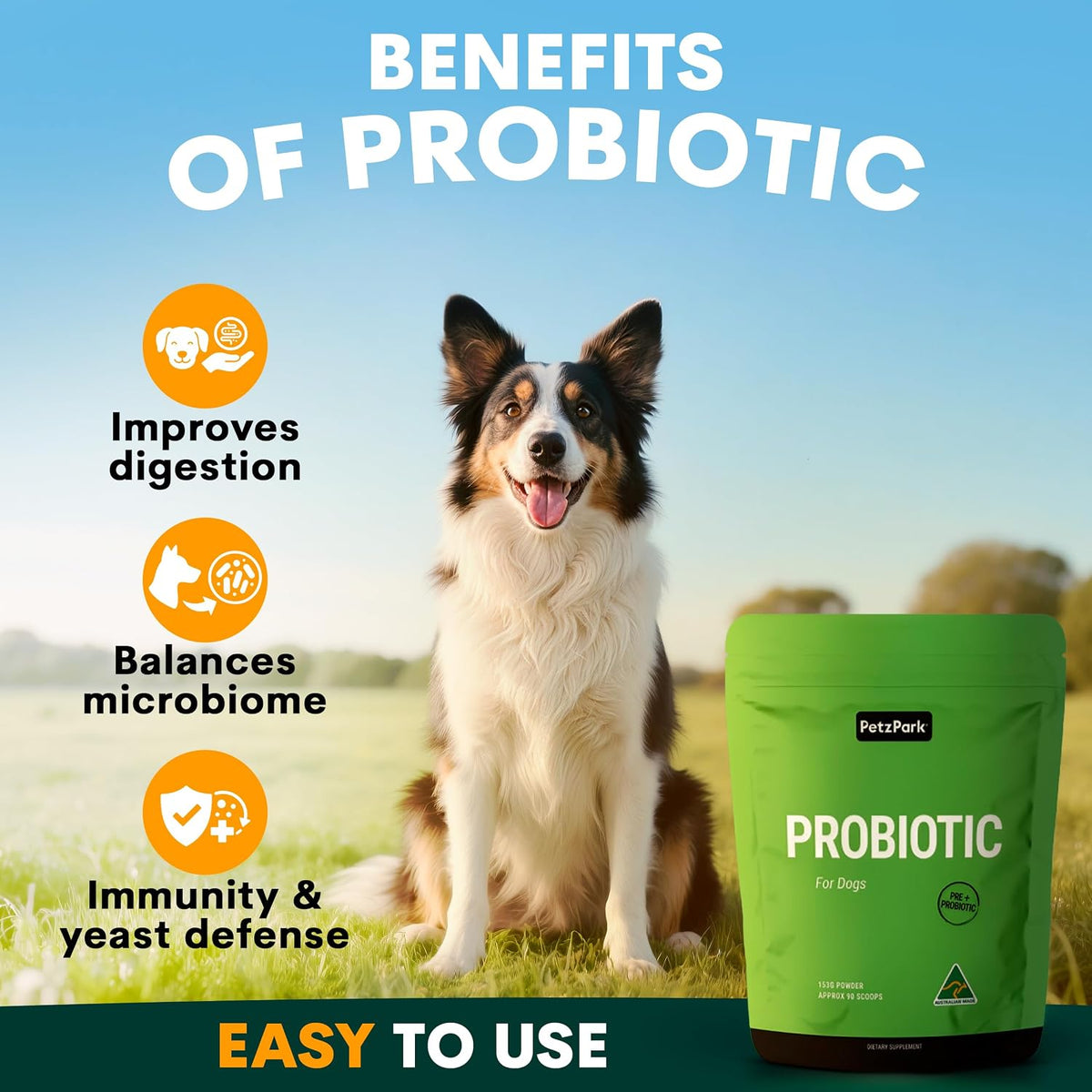 Petz Park Dog Probiotic – Probiotics for Dogs Powder, Gut Health Supplement, 90 Scoops - görsel 2