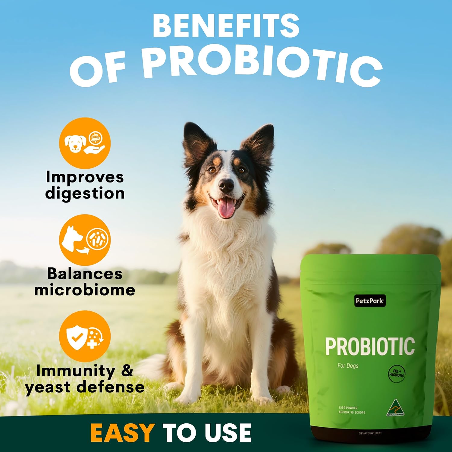 Petz Park Dog Probiotic – Probiotics for Dogs Powder, Gut Health Supplement, 90 Scoops - görsel 2