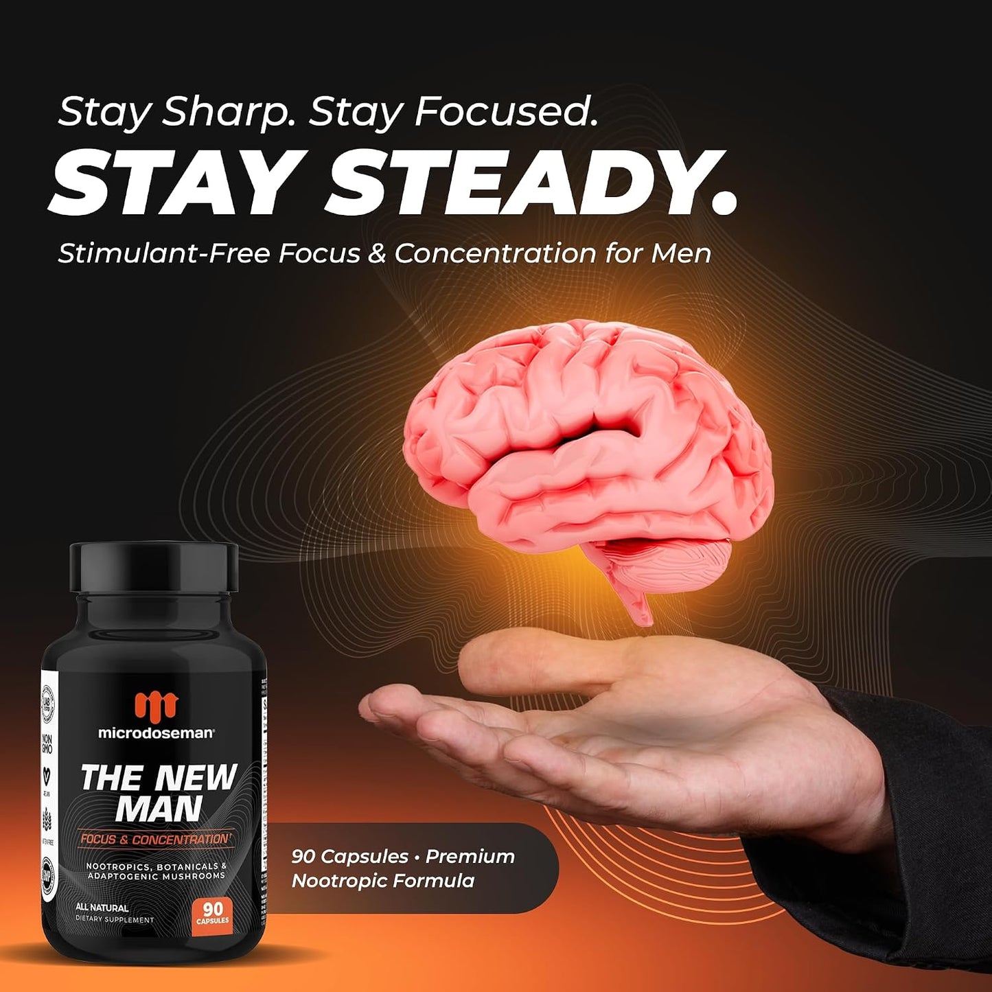 The New Man Brain Supplements for Memory and Focus, Brain Health - Concentration and Focus Supplement for Men - görsel 2