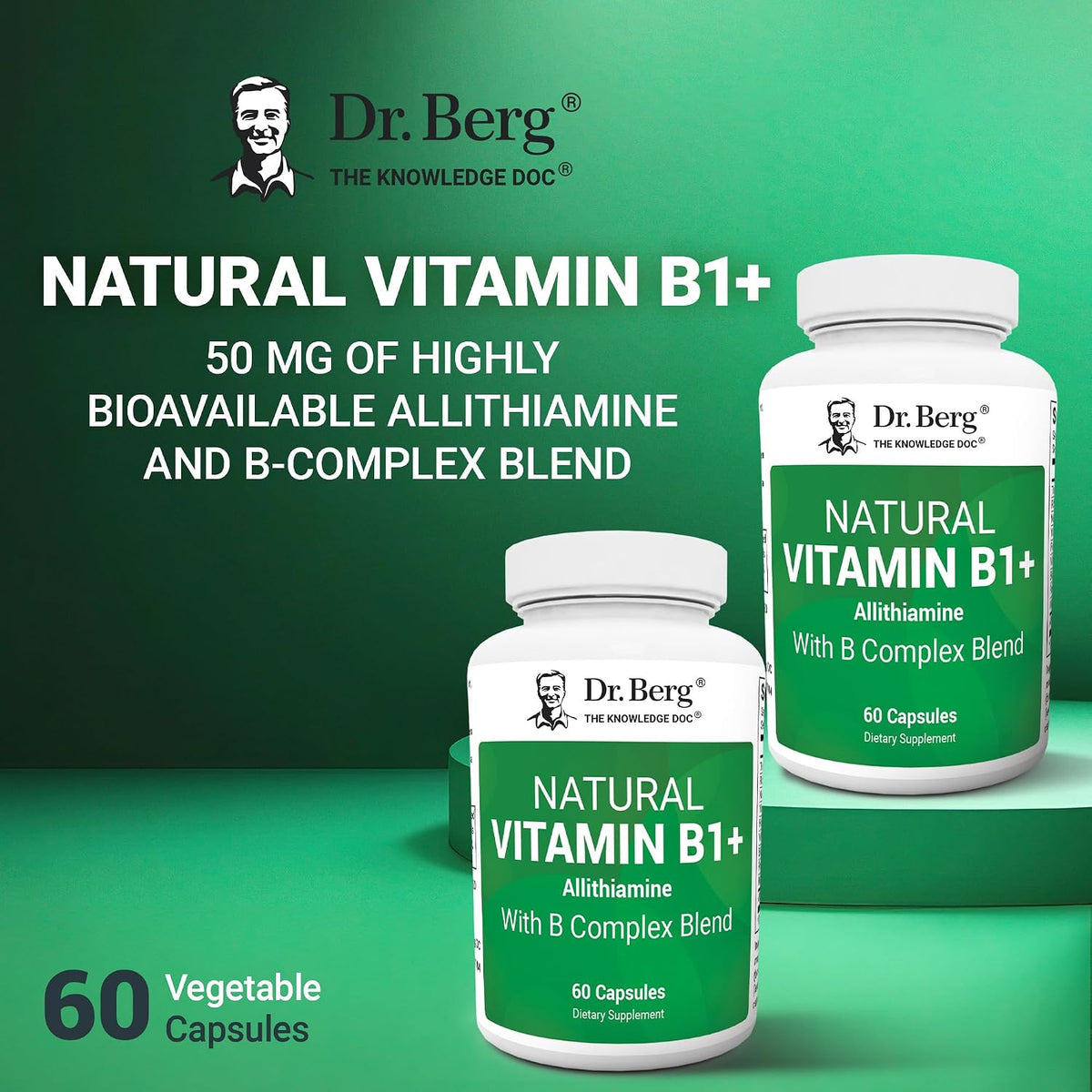 Dr. Berg Natural Vitamin B1 B6 B12 Complex with Allithiamine and Magnesium - 60 Capsules - görsel 4