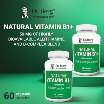 Dr. Berg Natural Vitamin B1 B6 B12 Complex with Allithiamine and Magnesium - 60 Capsules