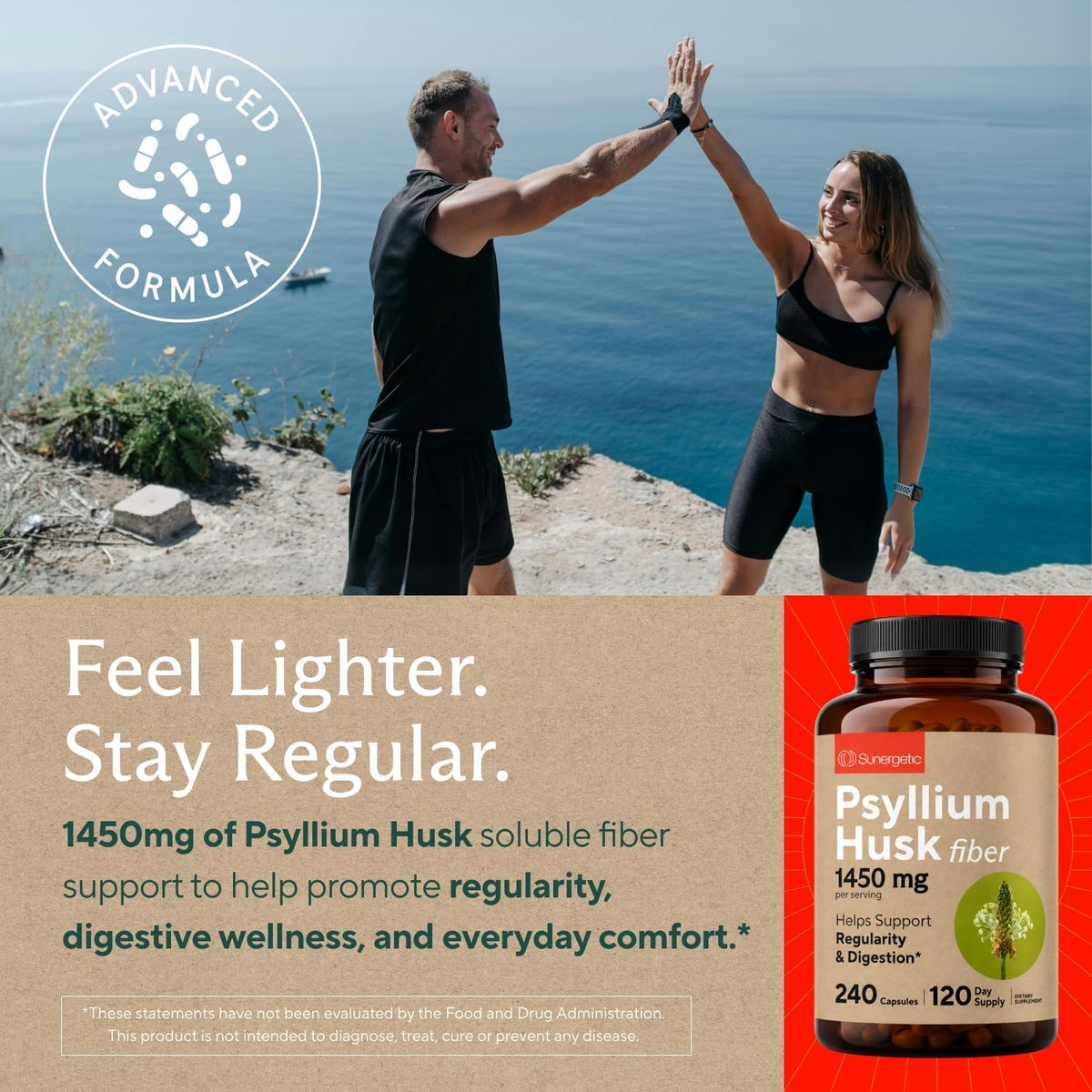 Premium Psyllium Husk Fibre Supplement - 1450mg, 240 Capsules - görsel 5
