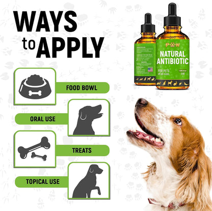Golden Paw Natural Antibiotics for Dogs and Cats – Organic Liquid Immune Support Drops (60 ml)