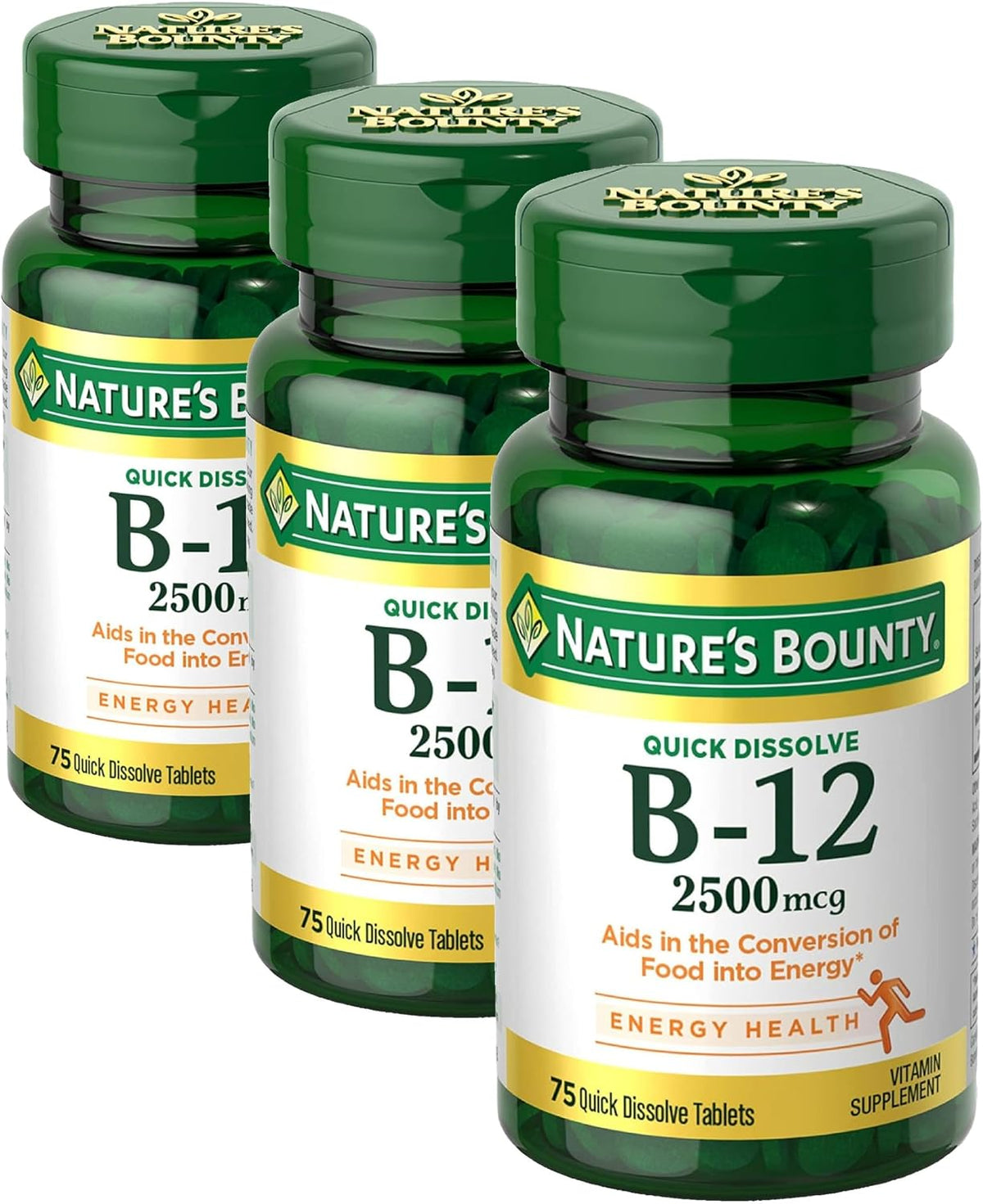 Nature's Bounty Vitamin B-12, Quick Dissolve, 2500 mcg, Natural Cherry Flavour, 150 Tablets (2-Pack) - görsel 4