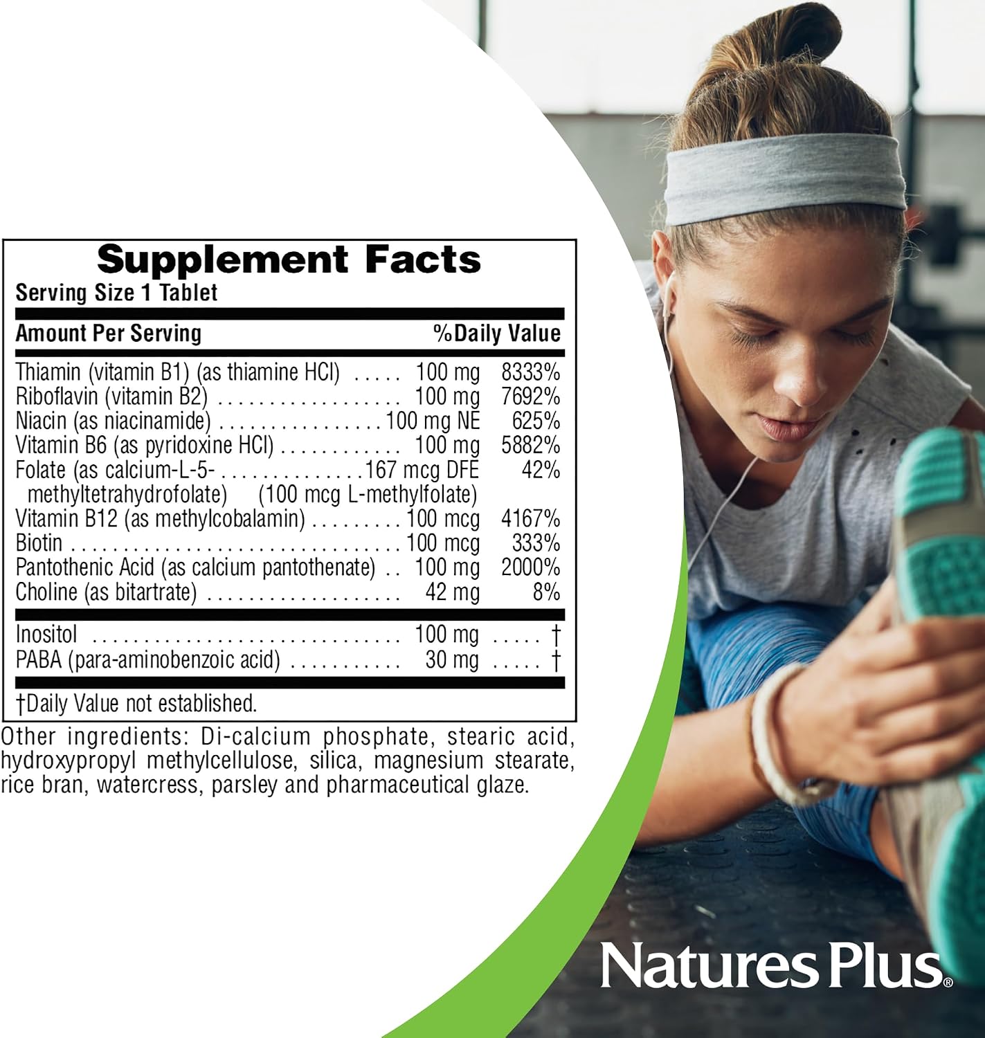 NaturesPlus Mega B-100 Complex - Sustained Release B Vitamin Supplement - 60 Tablets - görsel 5