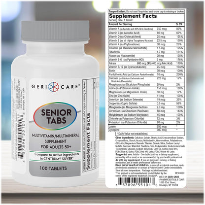 GeriCare Senior Tab 50+ Multivitamin and Minerals Tablets, 100 Tablets