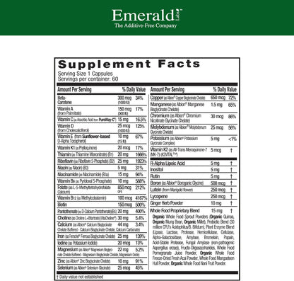 EMERALD LABS Prenatal 1-Daily Multi – Prenatal Multivitamin with Methylated Folate, Iron, Whole-Food Blend & More – 60 Vegetable Capsules