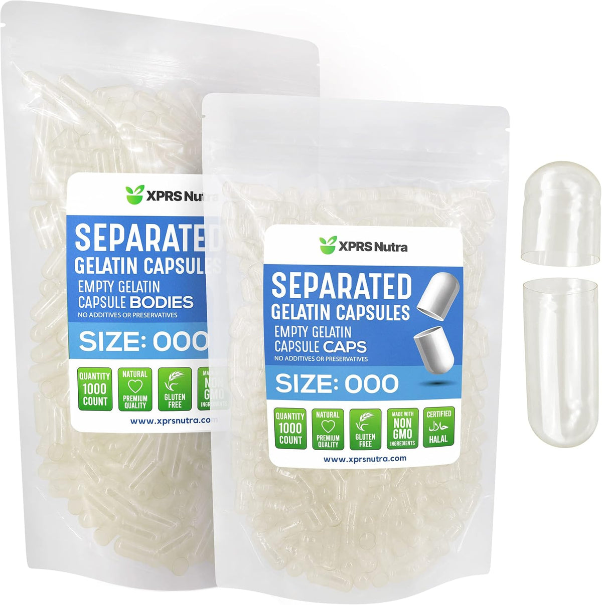 XPRS Nutra Separated Capsules Size 000 - 500 Count Clear Empty Gelatine Capsules - görsel 7
