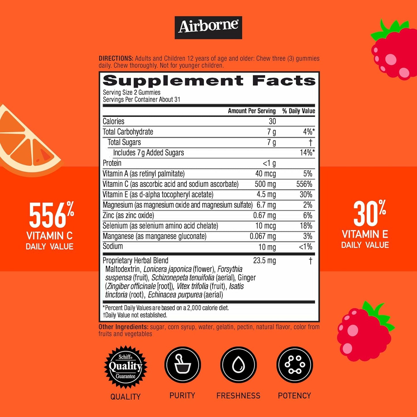 Airborne Kids 500mg Vitamin C Gummies with Zinc and Vitamin E - Immune Support Chewable Gummies - 63 Assorted Fruit Flavours - görsel 3
