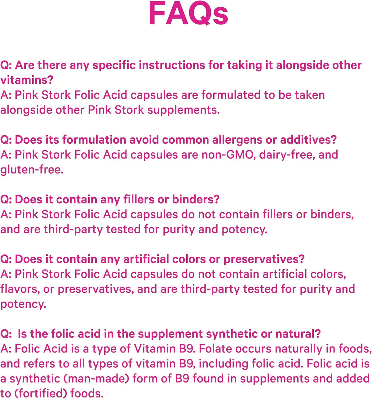 Pink Stork Folic Acid Supplement for Women – 400mcg, 30 Capsules | Daily Vitamin B9, Prenatal & Fertility Support, Supports Red Blood Cell Formation & Energy, Vegetarian - görsel 8
