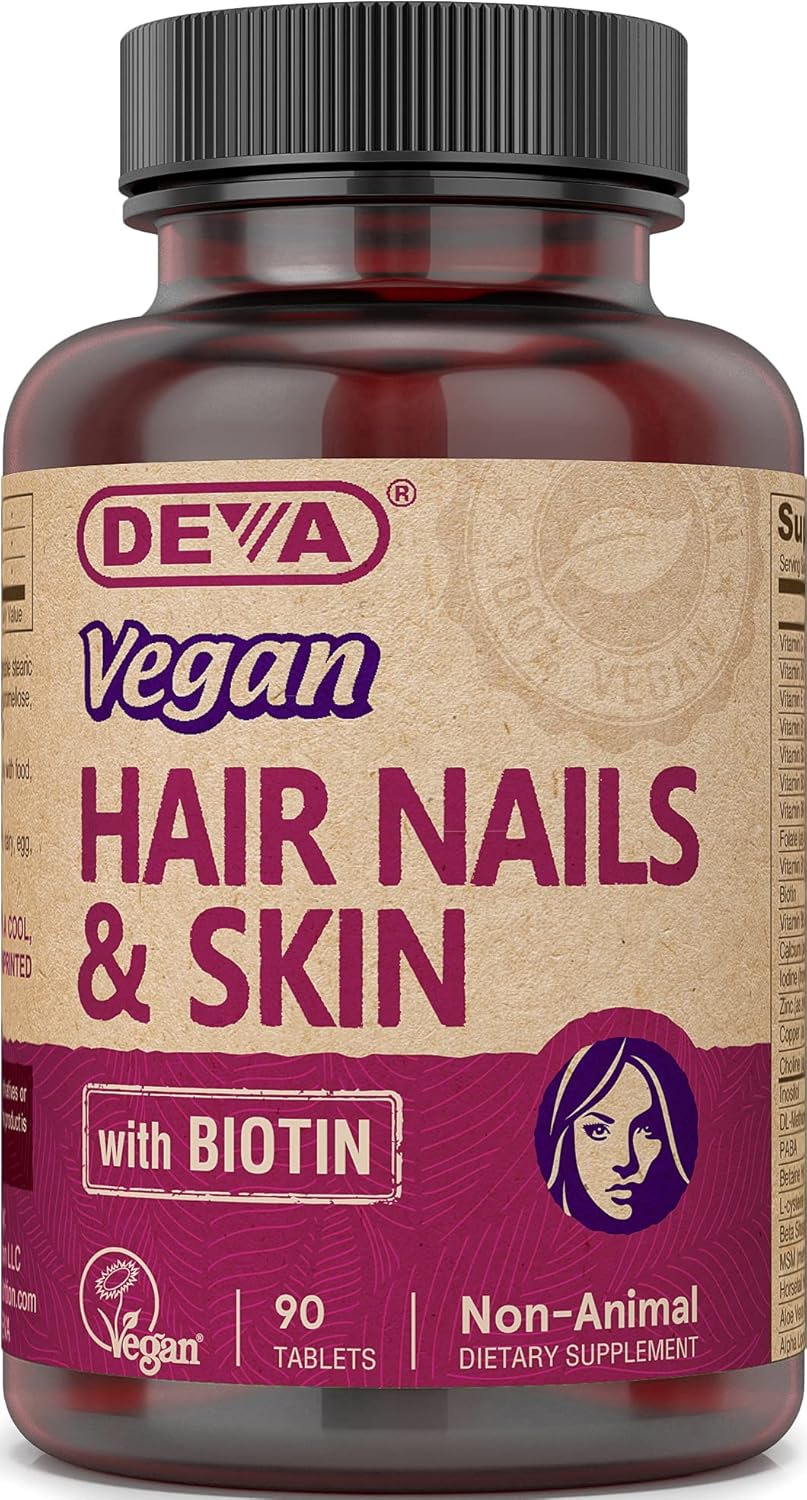 DEVA Vegan Vitamins Hair, Nails & Skin Supplement with 500 mcg Biotin, 90 Tablets (Pack of 2) - görsel 9