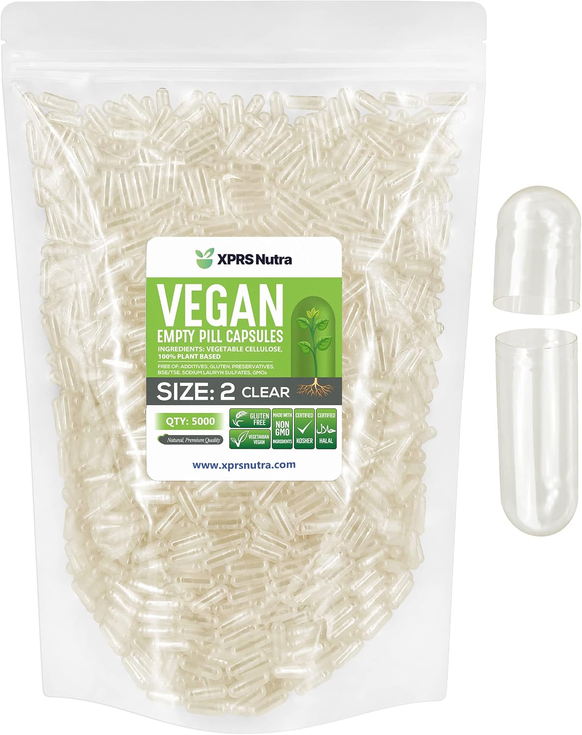 XPRS Nutra Size 2 Empty Capsules – 100 Clear Vegan Capsules for DIY Supplement Filling - görsel 10