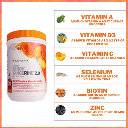 Youngevity Beyond Tangy Tangerine 2.0 Citrus Peach Fusion Multivitamin & Mineral Complex