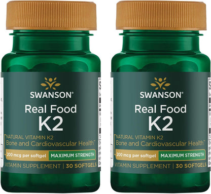 Swanson Maximum Strength Vitamin K2 (MK-7) – 200 mcg, 30 Softgels