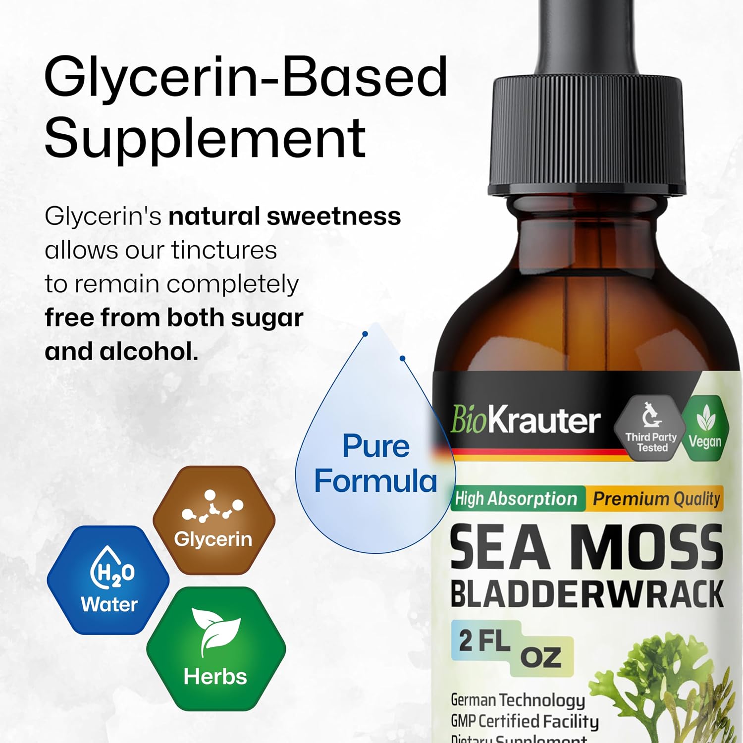 BIO KRAUTER 2-in-1 Sea Moss & Bladderwrack Drops – Vegan Liquid Supplement, 60 ml - görsel 6