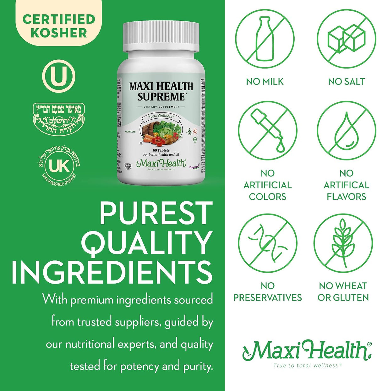 Maxi Health Supreme High Potency Daily Multivitamin with Minerals, CoQ10 & Antioxidants - görsel 7