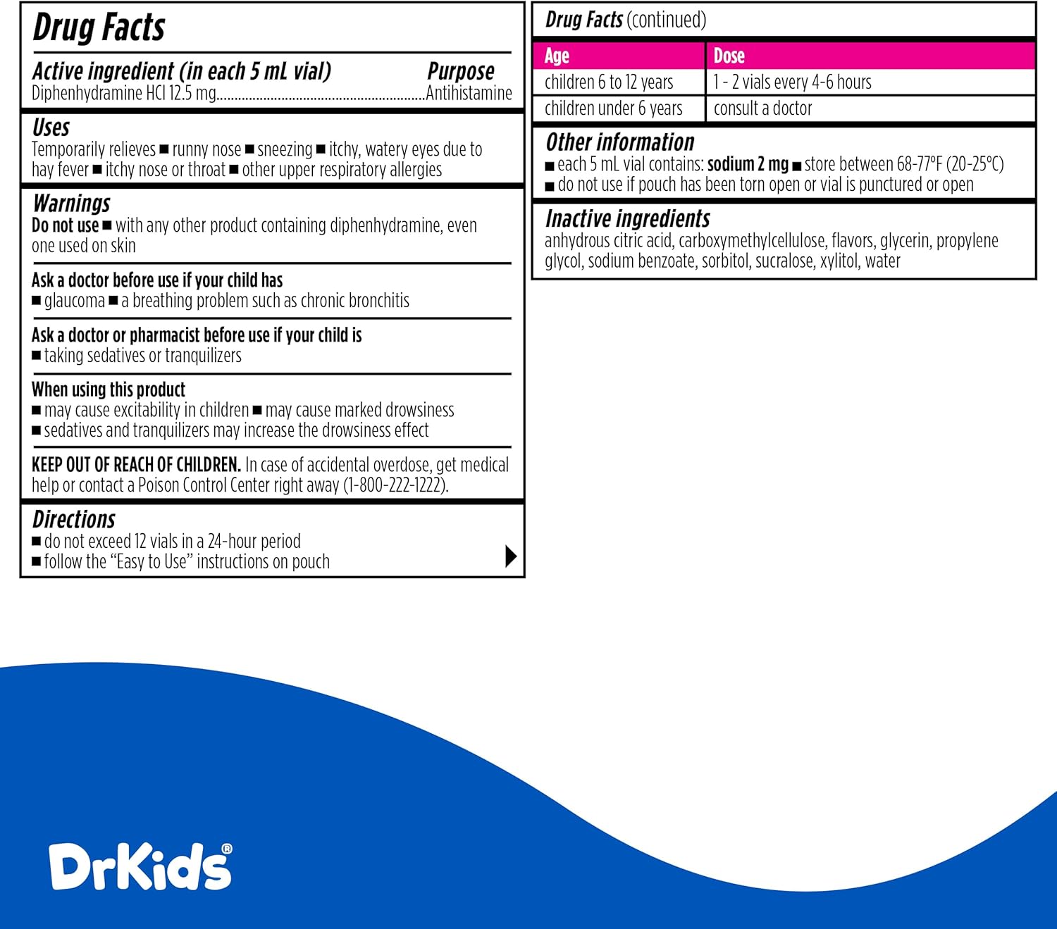 Dr. Kids Children's Allergy Relief Medicine, Mixed Berry Flavour, 20 Count - görsel 5