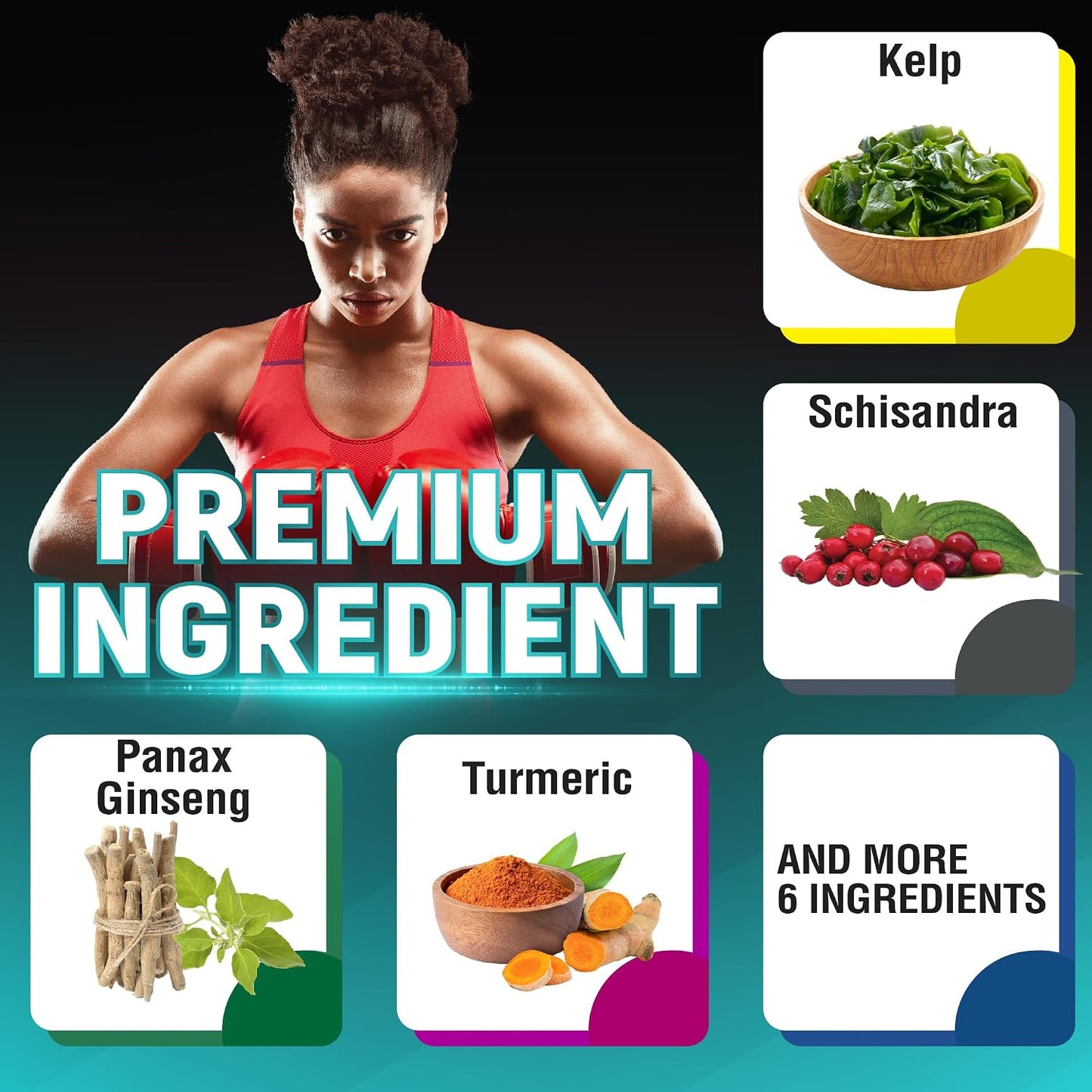 Kelp Extract Capsules with Schisandra, Ashwagandha, Turmeric & More - 120 Capsules - görsel 4