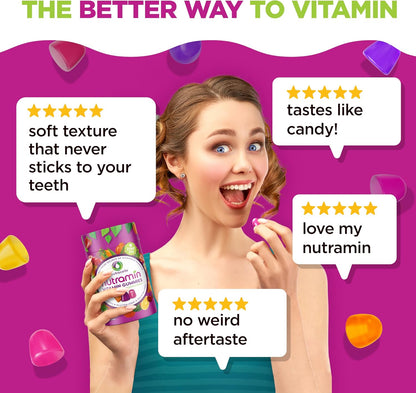 NUTRAMIN Daily Vegan Keto Multivitamin Gummies - Non-GM, Sugar-Free, Plant-Based Immunity Support with Vitamin C, D & Zinc – 90 Count (45 Days)