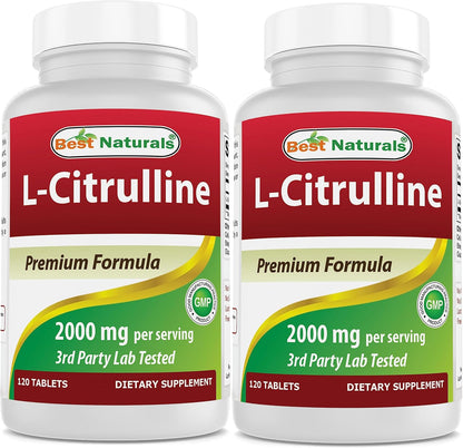 Best Naturals L-Citrulline 2000mg per Serving – Non-GMO & Gluten-free – 120 Tablets (Pack of 2)