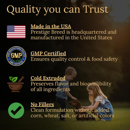 Prestige Breed Multivitamins for Dachshund, Balanced Nutrition, 90 Count, Made in USA with Real Bacon