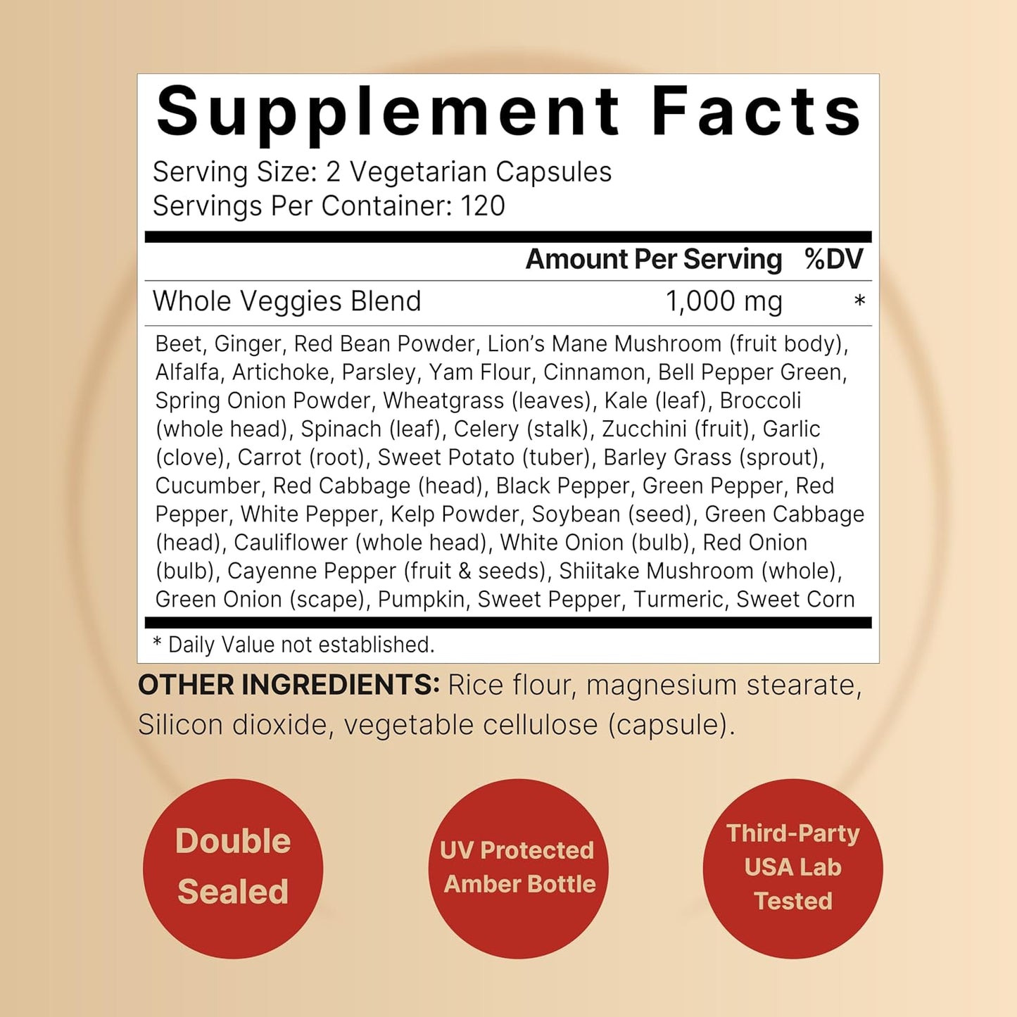 NatureBell Fruit and Veggies Food Supplement, 480 Vegetarian Capsules - 40 Whole Fruits & Vegetables Blend - görsel 4