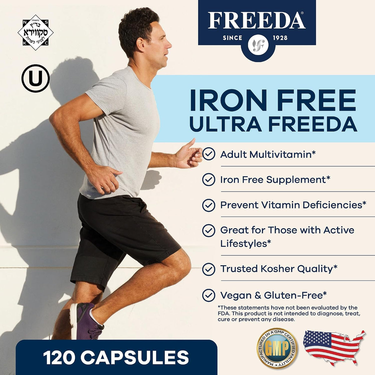 Freeda Maximum Strength Multivitamin – High Potency Daily Supplement for Active Adults – Iron Free – 120 Capsules - görsel 2