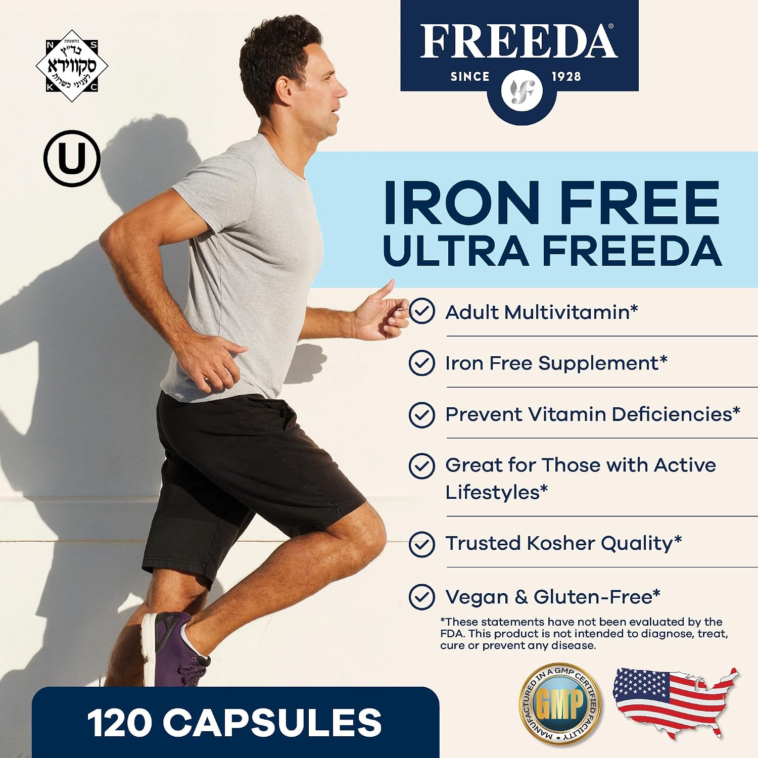 Freeda Maximum Strength Multivitamin – High Potency Daily Supplement for Active Adults – Iron Free – 120 Capsules - görsel 2