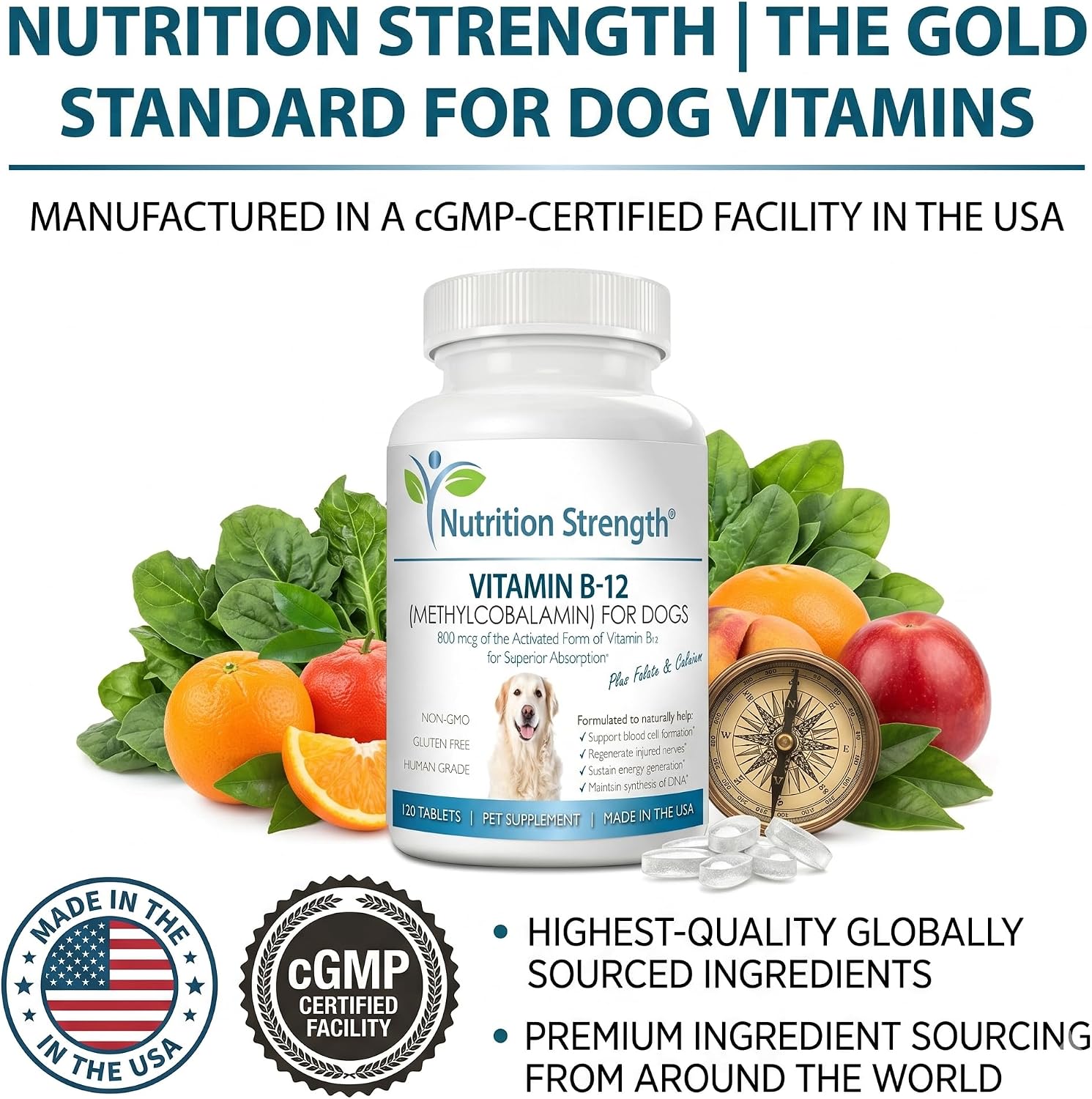 Nutrition Strength Vitamin B12 for Dogs Plus Folate & Calcium – 120 Chewable Tablets - görsel 8