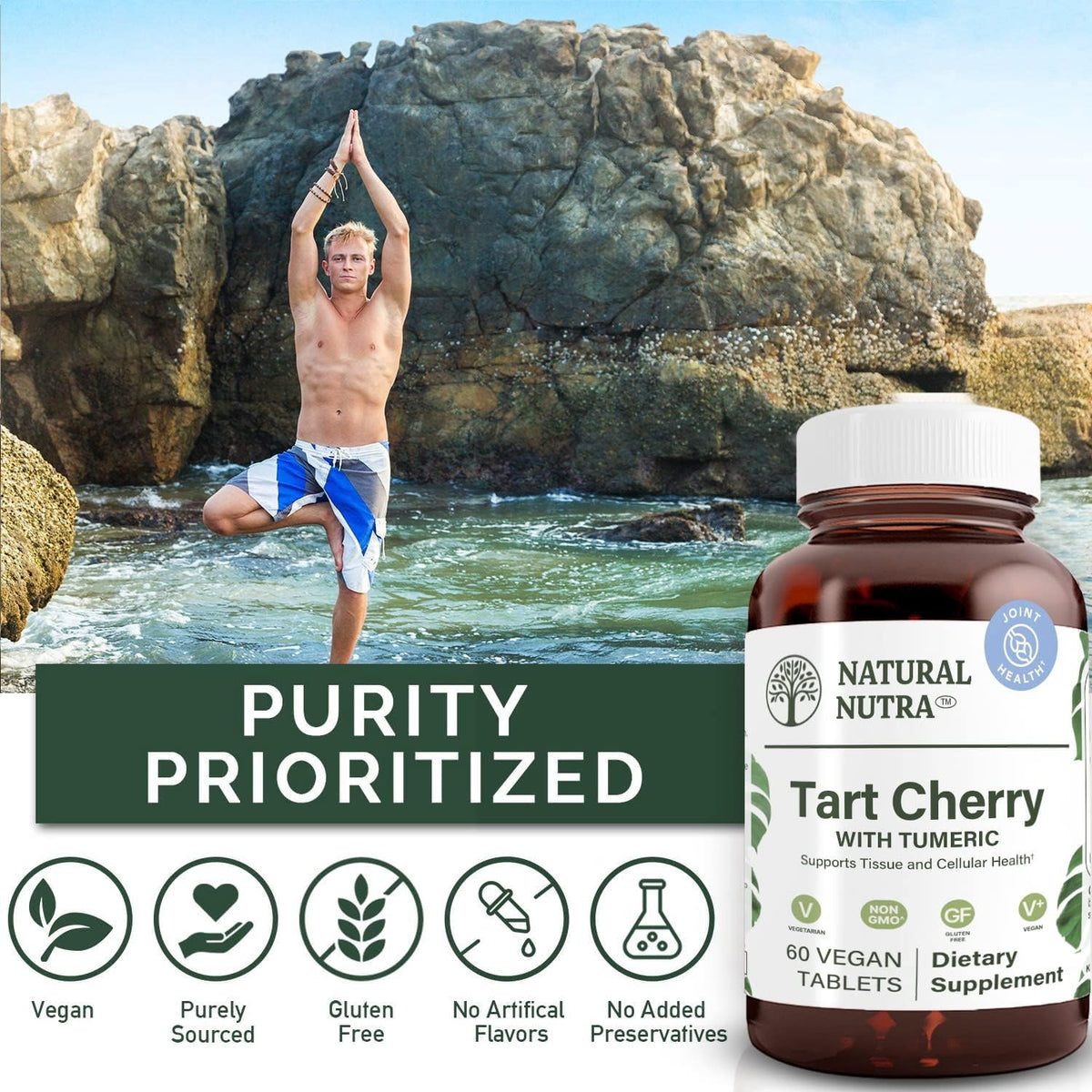 Natural Nutra Tart Cherry Extract with Turmeric Curcumin - Joint, Immune & Sleep Support - 60 Tablets - görsel 4
