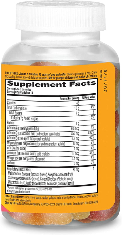 Airborne Immune Support Gummies, Assorted Fruit Flavour, 42 Ct