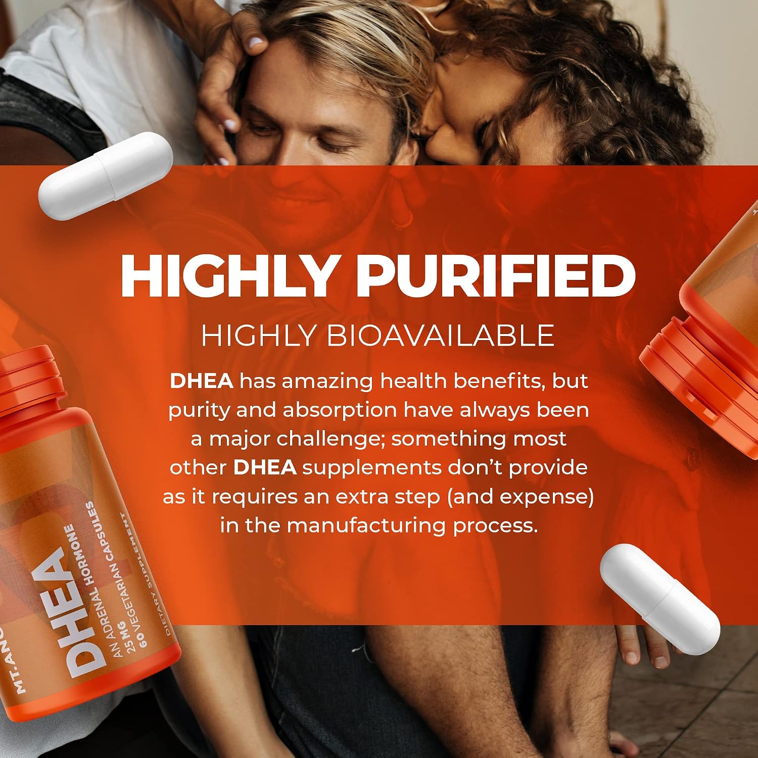 Mt. Angel Vitamins - Pure DHEA 25mg - DHEA Supplement for Men & Women - Support Healthy Ageing, Muscle Integrity, Energy & Hormonal Synthesis - Non-GMO (60 Capsules) - görsel 6