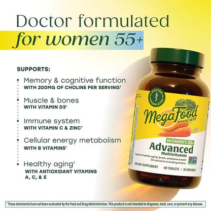 MegaFood Multi for Women 55+ - Multivitamin for Health and Vitality - 60 Tablets