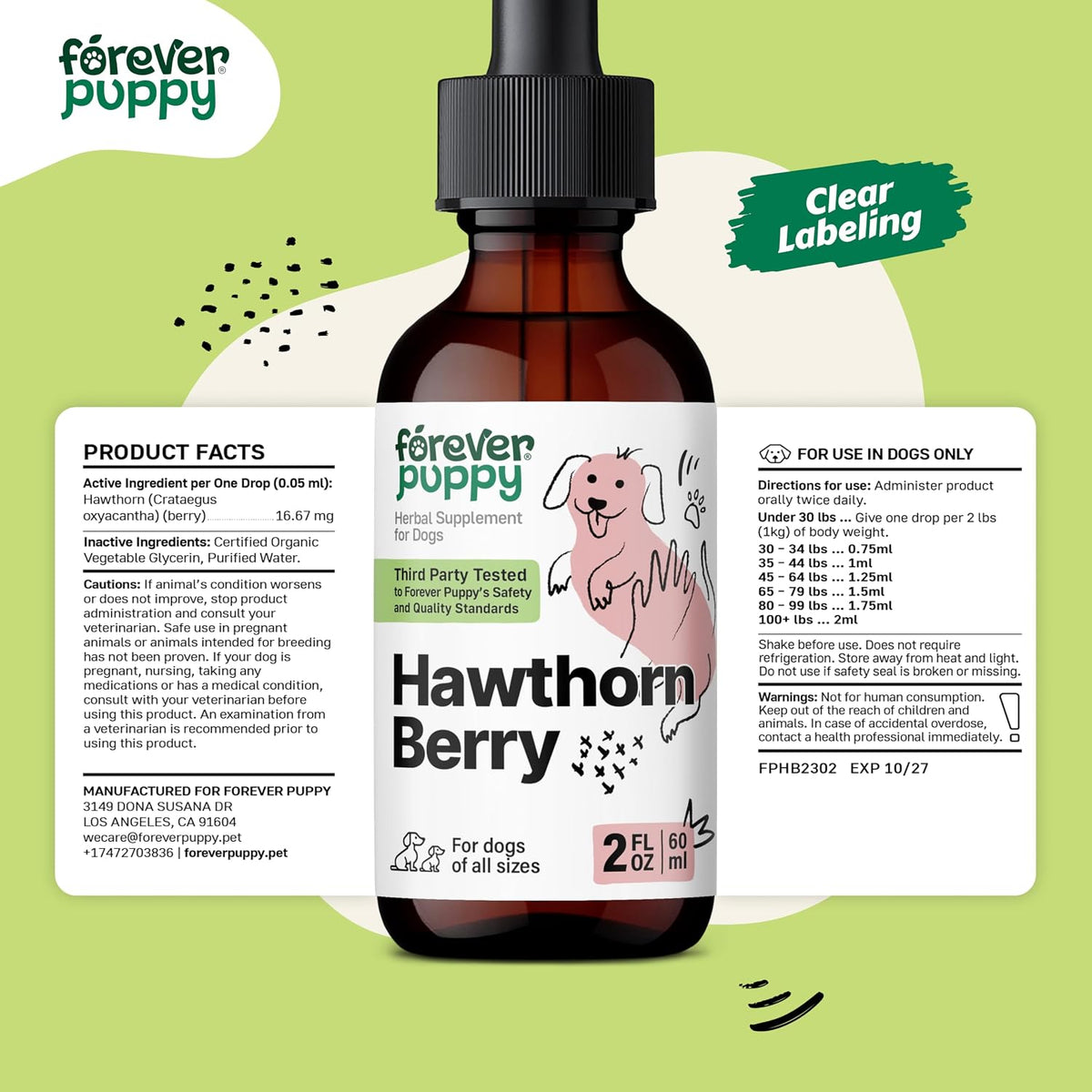 Forever Puppy Hawthorn Berry Drops for Dogs - Antioxidant Support Tincture for Cardiovascular Health - 57 ml - görsel 8