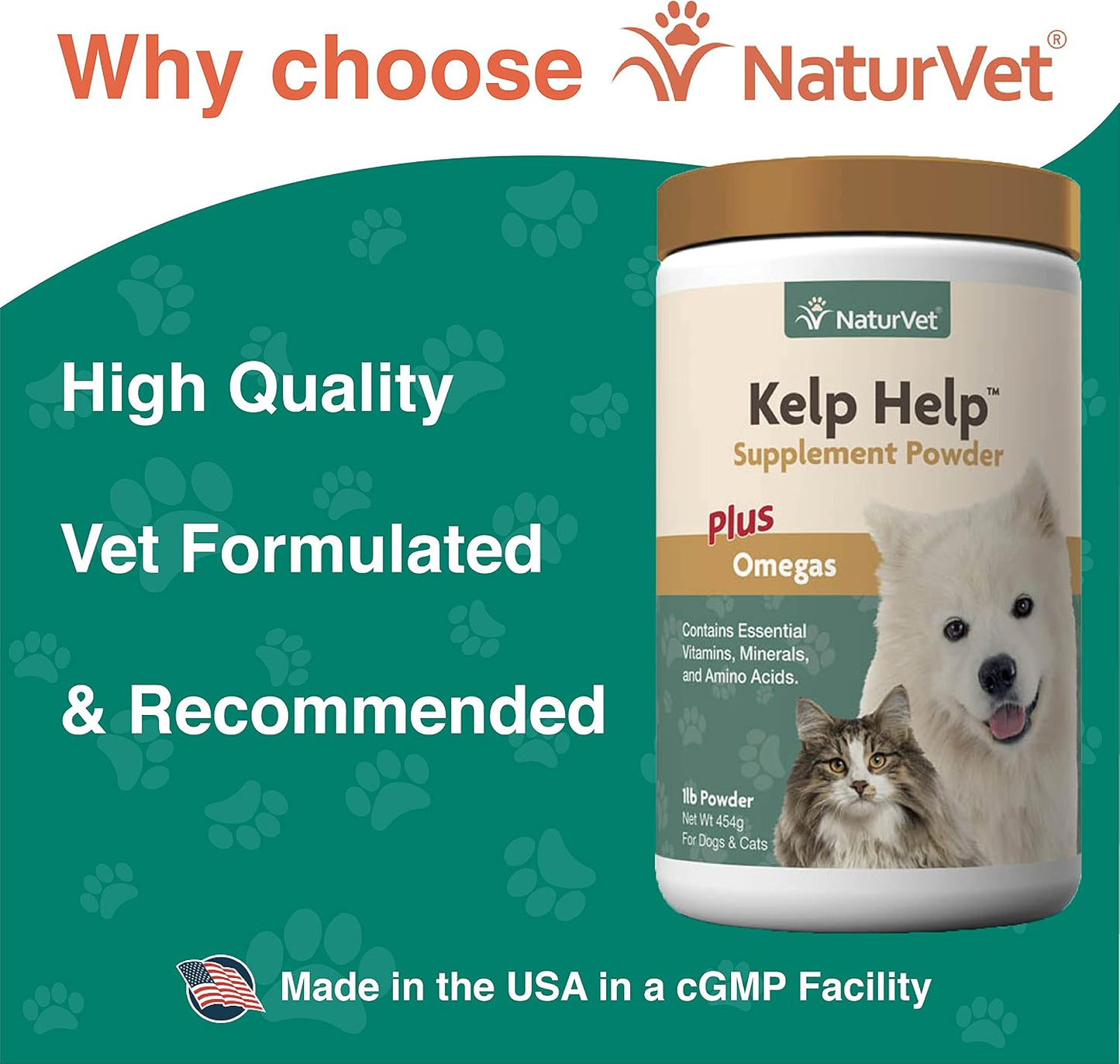 NaturVet Kelp Help Plus Omegas Skin and Coat Supplement for Dogs & Cats - Powder, 454 g - görsel 4