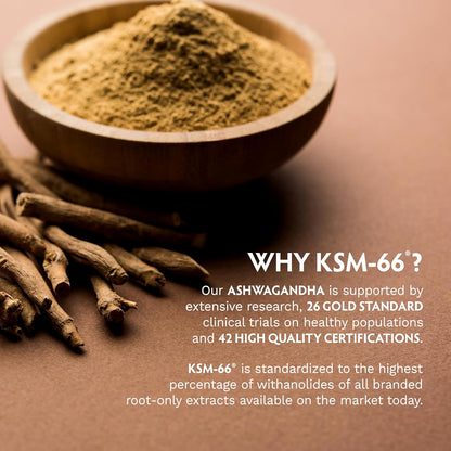 TRIBE ORGANICS Ashwagandha KSM-66 – Pure Organic Root Powder Extract – 90 Capsules