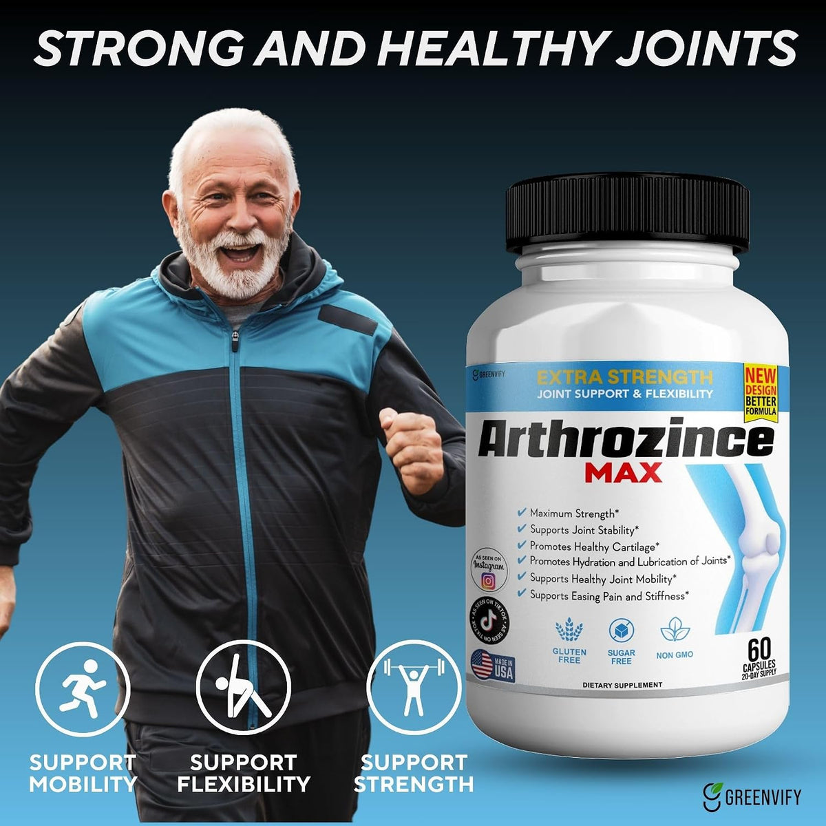 Arthrozince Max Extra Strength Joint Support (60 Capsules) - görsel 6