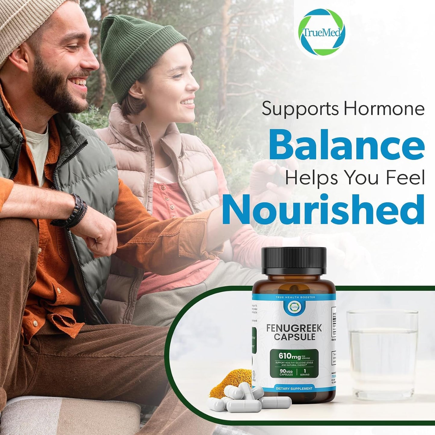 TRUEMED Organic Fenugreek Capsules 610 mg – Digestive Comfort, Natural Energy and Wellness Support (90 Capsules) - görsel 7