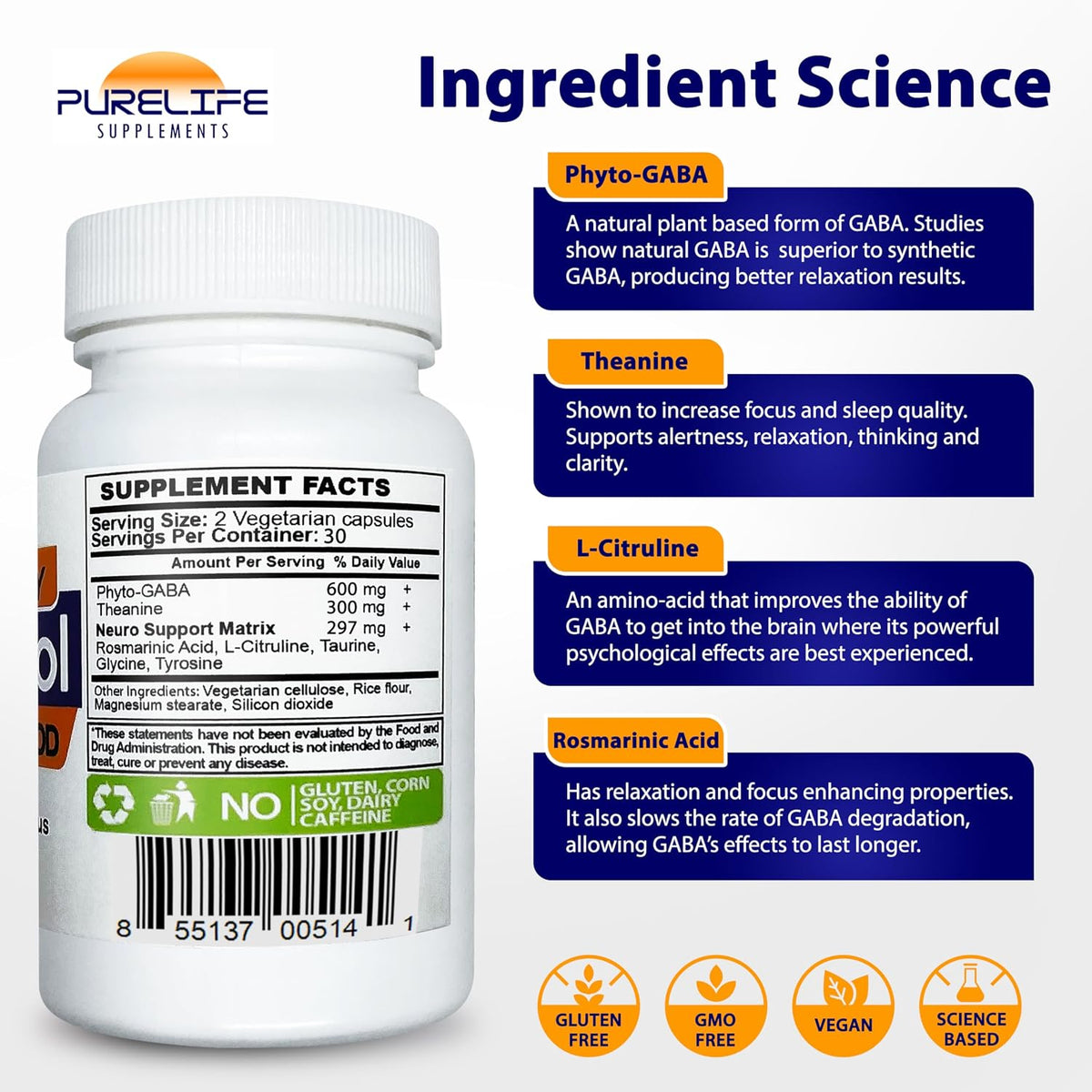 Gabatrol Daily – Plant Based GABA Supplement with Phyto-GABA, 60 Veggie Capsules - görsel 6