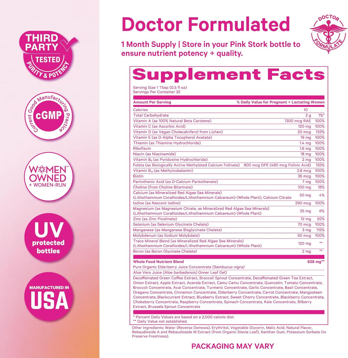 Pink Stork Liquid Prenatal Vitamins for Women – Berry, 32 Servings - görsel 6