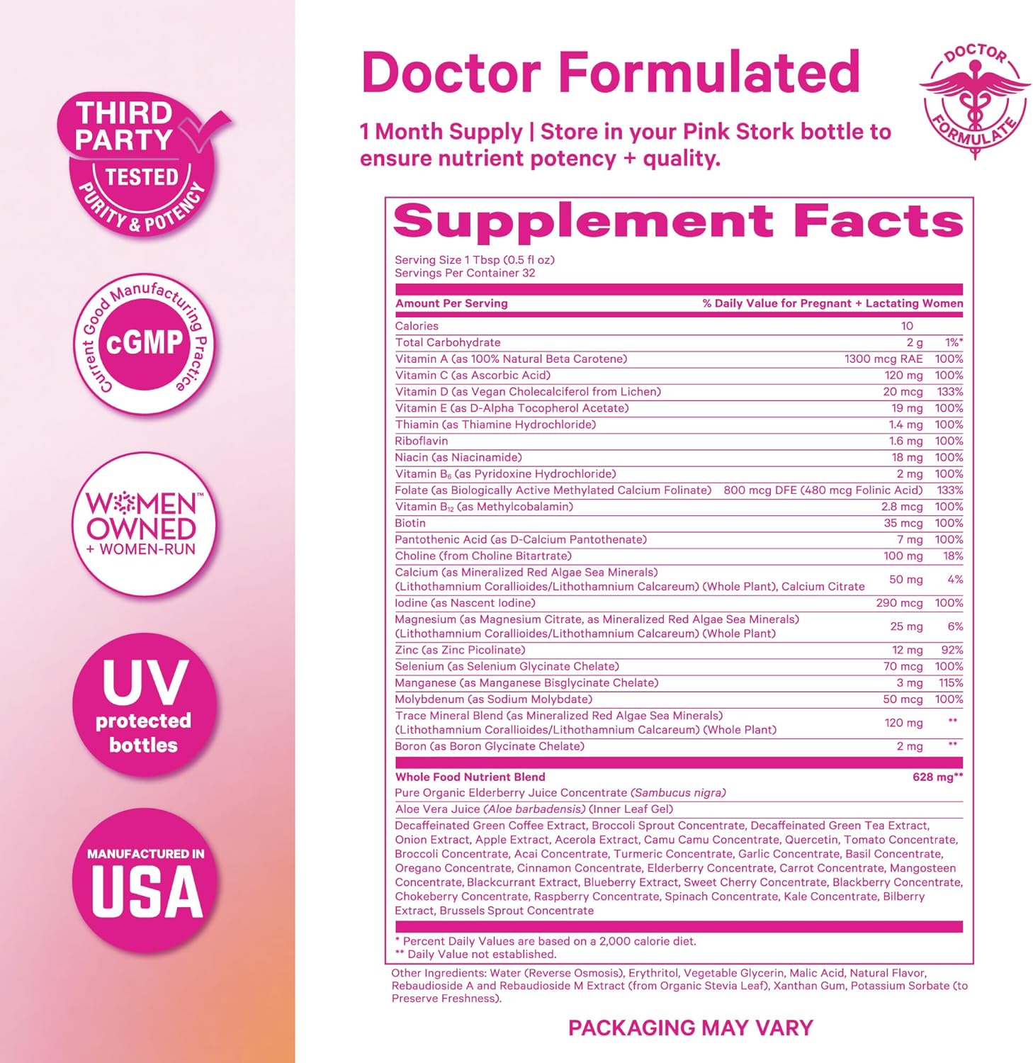 Pink Stork Liquid Prenatal Vitamins for Women – Berry, 32 Servings - görsel 6