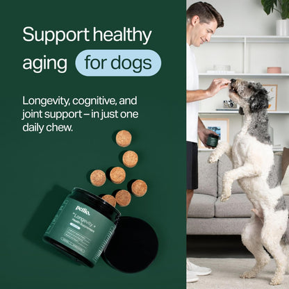 Longevity+ Dog Health Supplement - Dog Vitamins and Supplements for Joint, Muscle, Immune, and Cognitive Health - Vet-Formulated and Made in the USA - for Small Dogs up to 11 kg - 30-Day Supply