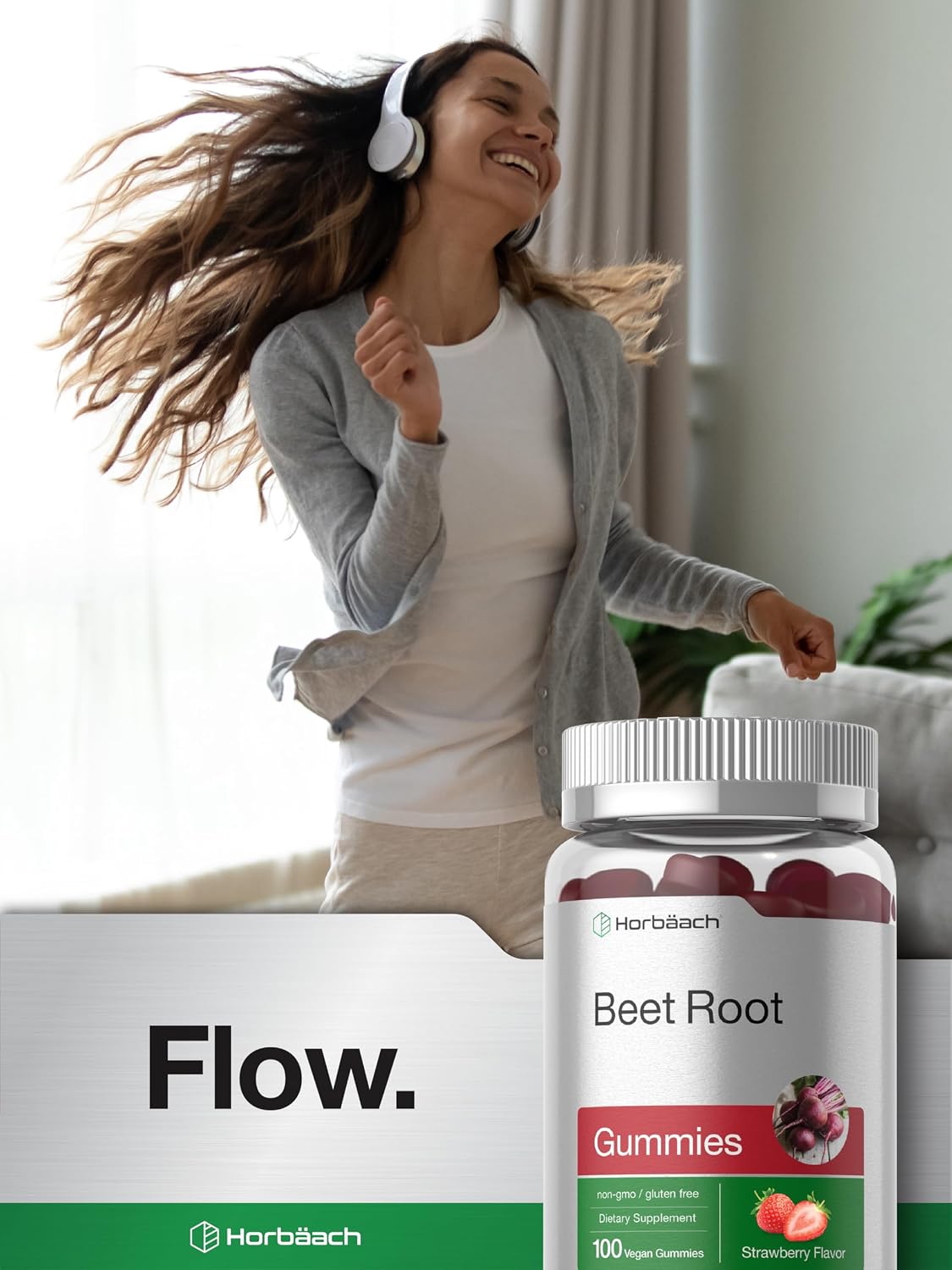 Horbäach Beet Root Gummies – Advanced Formula, 100 Count, Strawberry Flavour - görsel 7