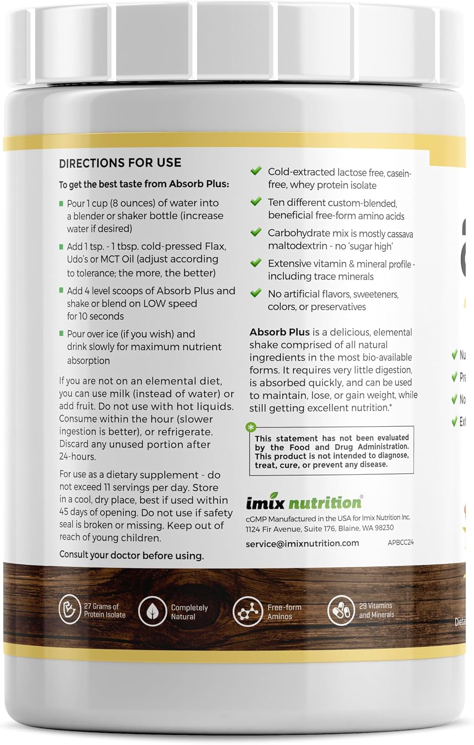 Absorb Plus Isolate Protein | Diet Supplement for Gut Health & Nutritional Support | Banana Coconut Creme, 1 kg - görsel 2