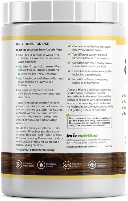Absorb Plus Isolate Protein | Diet Supplement for Gut Health & Nutritional Support | Banana Coconut Creme, 1 kg
