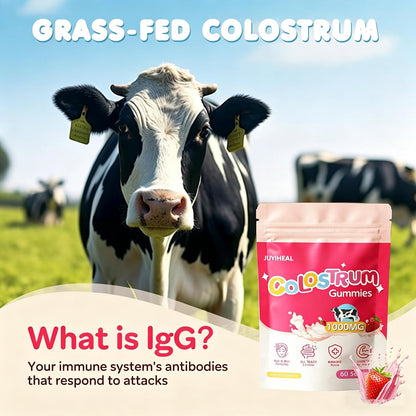 Core Bovine Colostrum Gummies – Grass-Fed Colostrum Supplement for Gut Health, Hair, Skin & Immune Support, Strawberry Flavour (60 Servings)